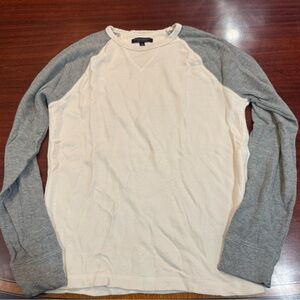 Banana Republic Cream and Gray Long Sleeve Shirt